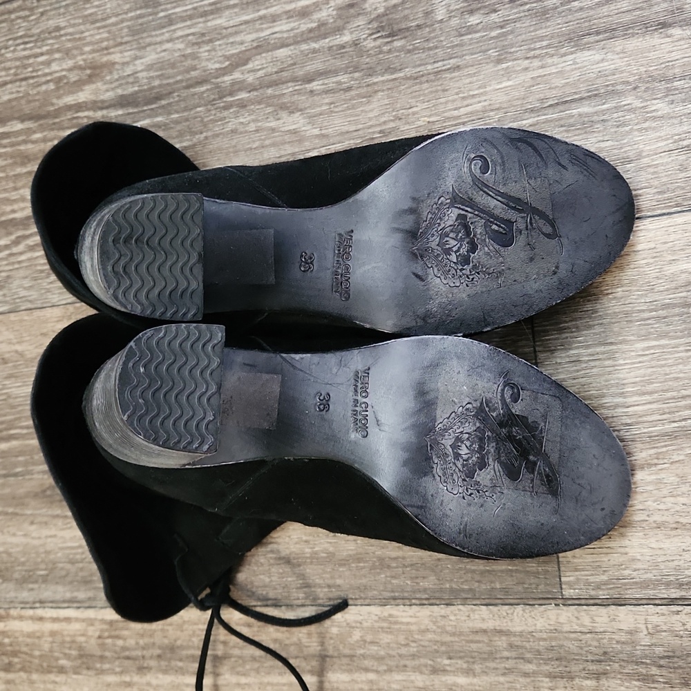 Free People Mila Women's Ankle Boots Heels Black Suede Fold Over EU 36 US 6 - Picture 11 of 12